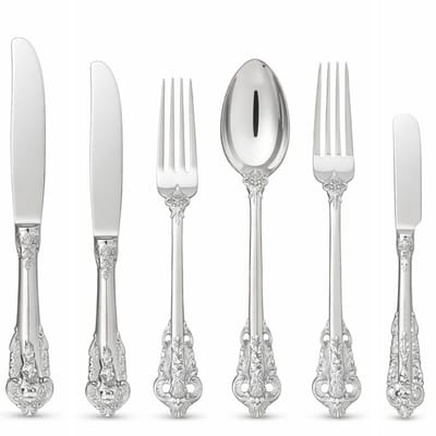 House of Husk 1 Persoons Set Klassiek Bestekset 6 Delig - Zilver - RVS - Vaatwasserbestendig - Vintage Look Bestek - Eetlepel - Tafelvork - Tafelmes - Botermes