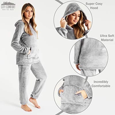 Gezellige Damespyjama's met Capuchon - Pluizige Fleece Loungewearset - Ideaal voor Winter