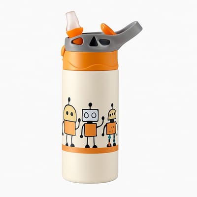 Opvallende Bold Neon Drinkfles – Stijlvolle Waterfles voor Trendy Liefhebbers - Waterfles voor kinderen (wit/oranje)