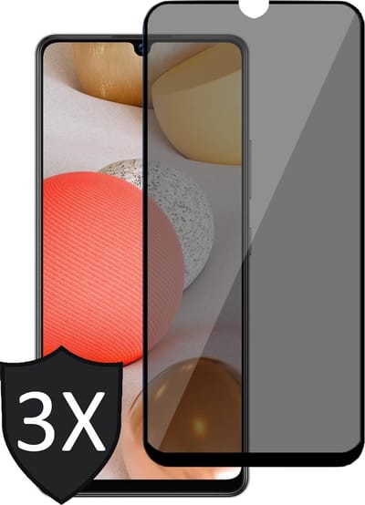 Privacy Screenprotector geschikt voor Samsung A42 - 3x Glas Screen Protector