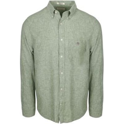 Gant Overhemd Cotton Linen Groen - Maat XXL - Heren - Overhemden Casual