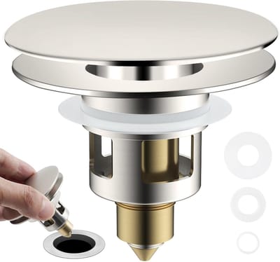 Wastafel Stopper - Afvoer Zeef - Voorkomt Verstopping - 2-in-1 Anti-Klomp - 1.1 tot 1.5 Inch - Geborsteld Nikkel