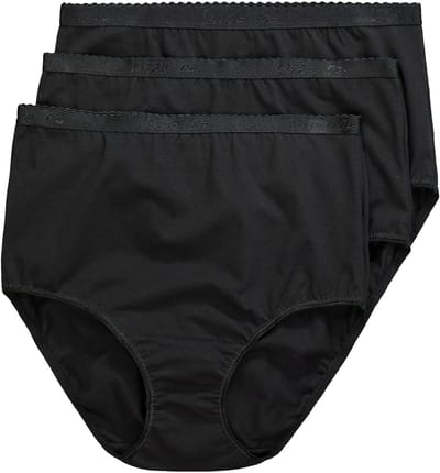 Ulla Popken - Dames - Maxislips set van 3 hoge taille - Klassiek zwart - Maat 42+