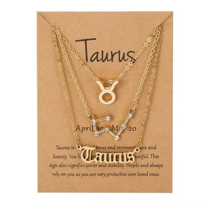 Taurus - Stier Zodiac Kettingen Set - Verguld - 3 Stuks - EmmyRovi