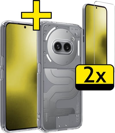 Hoesje - Met 2x Screenprotector - Geschikt voor Nothing Phone (2a) - Sterk & Shockproof - Back Cover - Siliconen Case - Telefoon Hoes - Telefoonhoesjes - Transparant