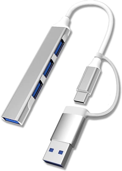 Oneay 1-Pack Type-C naar USB 3.0-hub, 4-in-1 dock, ultradunne USB-split, plug-and-play, compatibel met MacBook Pro/Air, Surface Pro, PS4, XPS, pc en USB-flashstations