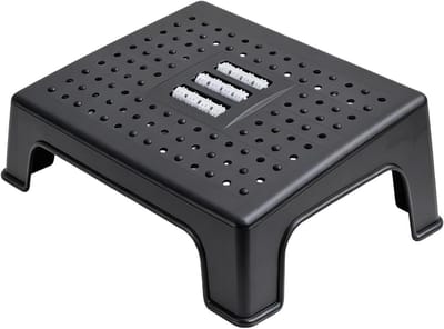 Klein Voetenbankje - Voetsteun Kruk - Comfort Ondersteuning - Antislip Massagetextuur - 355x26x14cm - Zwart