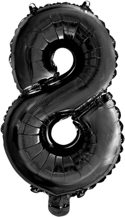 Folie Ballon Cijfer 8 zwart 41 cm