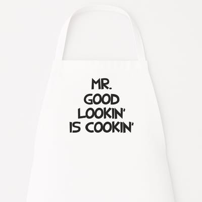 Keukenschort Mr. Good Lookin' Is Cookin' - Kookschort voor Mannen - Grappig Cadeau - Uniek Kerstcadeau & Sinterklaascadeau voor Mannen - BBQ Keukenschort
