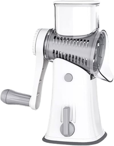 Handmatige ijsscheermachine, compacte ijsbreker en multifunctionele groentesnijder, handbediend voor thuisgebruik (Wit)