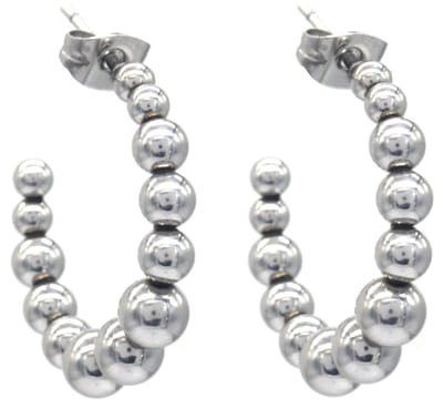 Oorbellen met Bolletjes - Oorringen - RVS - 2,5 cm - Zilverkleurig