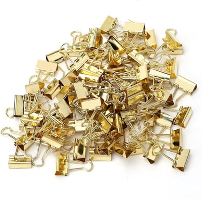 Set van 80 Gouden Vouwklemmen 19mm voor Kantoor, School en Thuis - Documentklemmen, Papierclips en Multifunctionele Klemmen