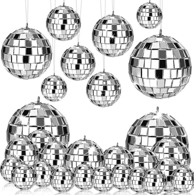 24 Stuks Hangende Discoballen voor Feestdecoratie - Spiegels en Reflectie