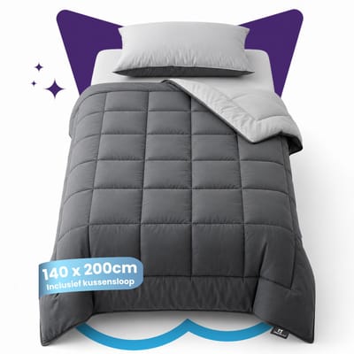 Slaapspeciaal All year dekbed enkel - eazydekbed ® Series Grijs/Antraciet - Dekbed zonder overtrek | 140x200 cm - Hoesloos dekbed - Inclusief Kussensloop - Bedrukt dekbed zonder overtrek - Dekbed in kleur - Gekleurd dekbed - Eenpersoons Dekbed