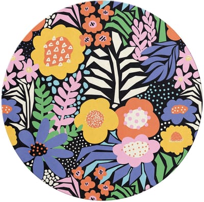 Muismat, diameter 200 mm, polyester materiaal voor zacht glijden, stevige rubberen bodem voor een stevige grip, bloementuin-collectie
