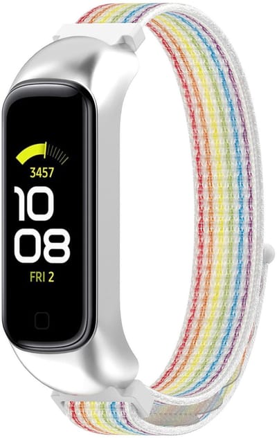 By Qubix - smartwatch bandje - Compatible Samsung bandje - Nylon sport loop band - Multicolor - Geschikt voor Samsung Galaxy Fit 2