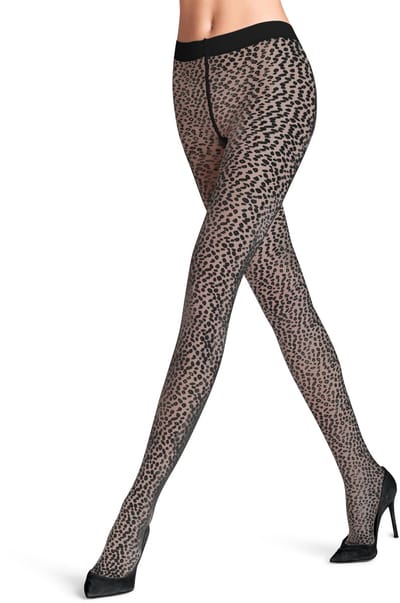 FALKE Shell Fragments gedessineerd materiaal transparent 20 DEN panty dames zwart - maat S-M