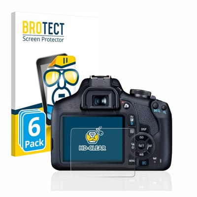 BROTECT - Screenprotector voor Canon EOS 2000D - Folie Beschermfolie transparant 6 Stuks