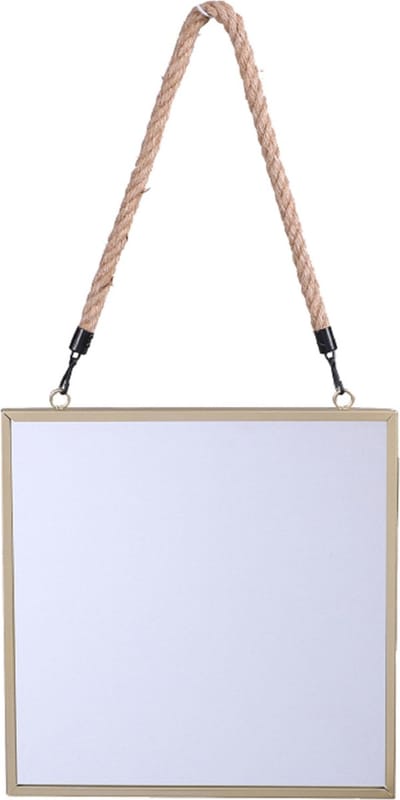 Urban Living Wandspiegel aan ophangkoord Sevilla - frame kleur goud - 30 x 30 cm- gang/badkamer/slaapkamer