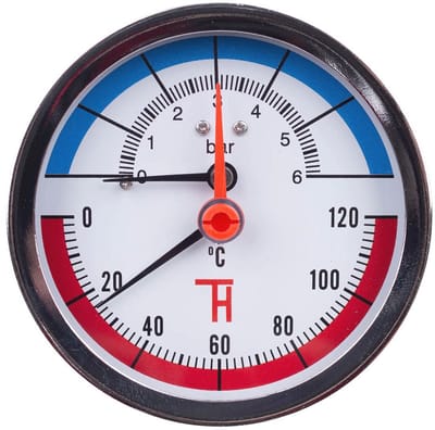 Thermomanometer aansluiting G1/2 80 mm 0-120 °C 0-6 bar