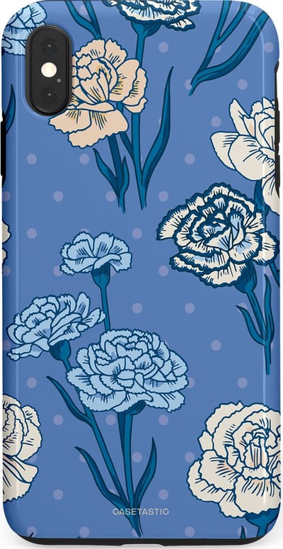 Casetastic hoesje geschikt voor Apple iPhone XS Max - Dubbellaagse bescherming - Anjer melange - Fashion Case - Lavendel Petrol Zilver