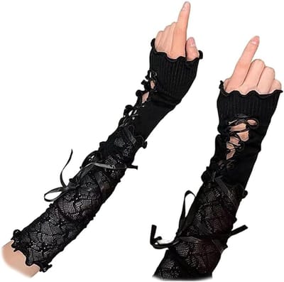 Zwarte Lange Handschoenen voor Dames, Balletstijl, Perfect voor Halloween Kostuums en Gothic Accessoires, Maat M