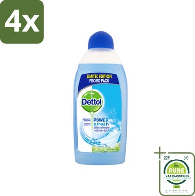 Dettol Power & Fresh Allesreiniger Katoenfris 500 ml - Voordeelverpakking - 4 stuks - Allesreiniger - Vet verwijderen