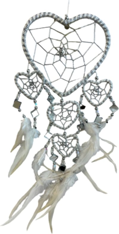 Dromenvanger hartje met spiegels - wit - 11 cm - Dreamcatcher
