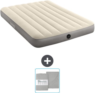 Intex Luchtbed - Twijfelaar - 137 x 191 x 25 cm - Beige - Inclusief en Hoeslaken