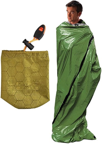 Waterdichte Bivaktas - Nood Slaapzak - Survival Outdoor - Herbruikbaar Compact - 200x90cm - Groen Oranje