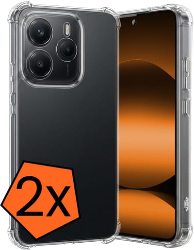 Hoes - 2 Stuks - Geschikt voor Xiaomi Redmi Note 14 5G - Sterk & Shockproof - Siliconen Case - Back Cover - Telefoon Hoesje Shock Proof - Transparant