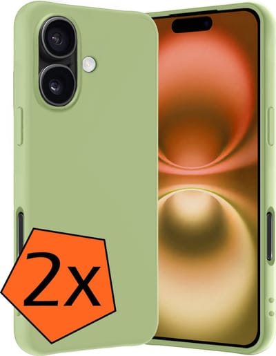 Hoes - 2 Stuks - Geschikt voor Apple iPhone 16 - Sterk & Shockproof - Case Siliconen - Back Cover - Telefoon Hoes - Groen