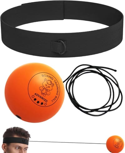 Boksbal Hoofdband - Reactiebal Training - Vaardigheden Opbouwen - Verstelbaar Ademend - Diverse Maten Ballen - Oranje