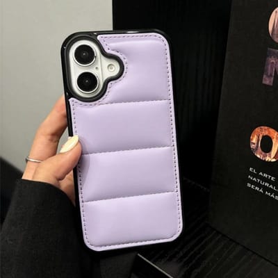 Zachte Donzen Jas Stof Telefoonhoesje voor iphone 16 15 14 13 12 11 Pro Max 16Pro Hoesje De Puffer Winter Schokbestendige Beschermhoes For iPhone 12