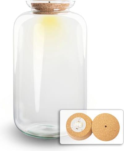 Terrarium fles ‘Sven XL' - Incl. LED-kurk - Gesloten terrarium Ø 23 cm ↑ 43 cm