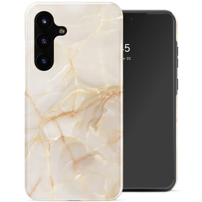 Selencia Hoesje - Geschikt voor Samsung Galaxy S25 FE - Backcover - Golden Beige Marble