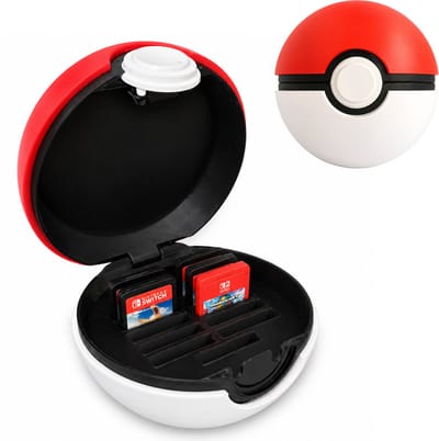 Game Card Houder Geschikt voor Nintendo Switch & Switch OLED – Pokéball Opbergdoos voor 12 Games – Game Cartridge Case – Compact Opbergsysteem met Kliksluiting – Cadeau voor Gamers – Rood Wit Zwart