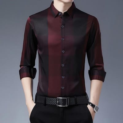 Herenoverhemden met lange mouwen voor mannen van middelbare leeftijd, Business Casual, Dun, Trendy ruitpatroon, Strijkvrije overhemden, Herenkleding voor de herfst XXL black