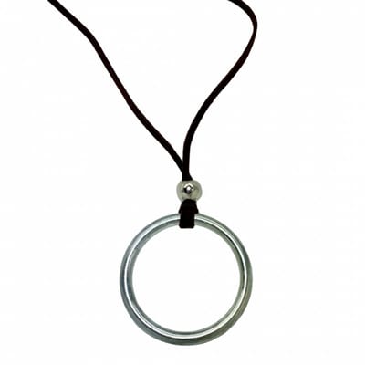 Koord ketting- Bruin- Twin- Metaal-Zilverkleur