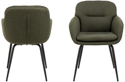 Giga Living Eetkamerstoel Martijn - Groen - Stof & Staal - 58x59x84cm