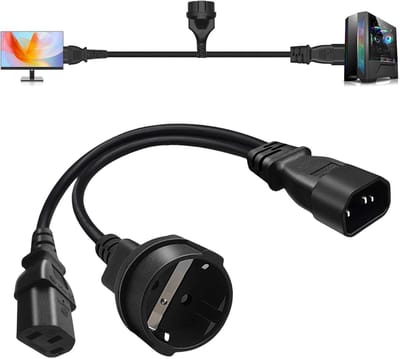 C14 naar C13 Y splitter stroomkabel - Waterproof verlengkabel - Meerdere aansluitingen - Ideaal voor apparatuur - ShopVlot