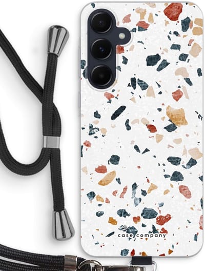 Case Company® - Hoesje met koord geschikt voor Samsung Galaxy A55 hoesje met Koord - Terrazzo N°4 - Telefoonhoesje met Zwart Koord - Bescherming aan alle Kanten en Over de Schermrand