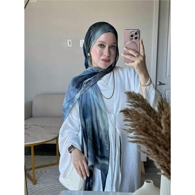 Dames Waterverf Hijab Sjaal Bandana Hoofdband Vintage Luxe Strand 180Cm Lang Zakdoek Bohemia Moslim Accessoires gray