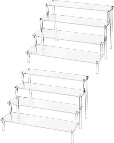 4 Laags Transparante Acryl Displaystandaard, Perfect voor Figuren, Sieraden en Cupcakes, 30x25x20cm (2 Stuks)