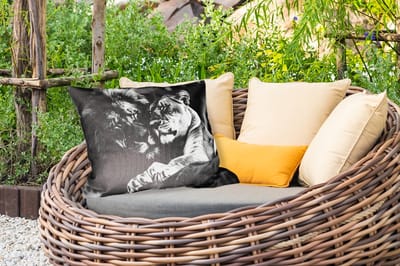 Buitenkussens - Tuin - Leeuwen - Dieren - Zwart - Wit - Leeuw - 50x30 cm