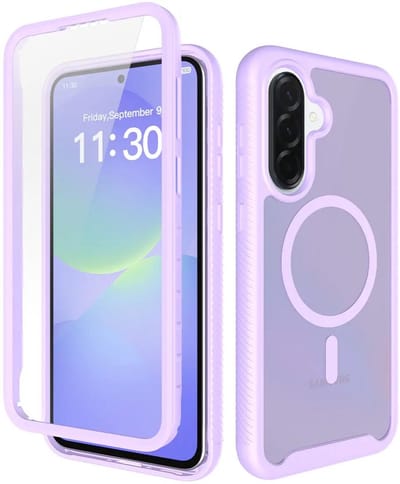 Hoesje met Ingebouwde Screenprotector Geschikt voor Samsung Galaxy A37 / A36 / A56 - Compatibel met MagSafe / Qi2 - Full Protect - Schokbestendige Beschermhoes - Case Matte Paars