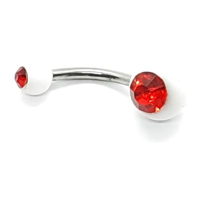 Navel Piercing - Wit Met Steentjes