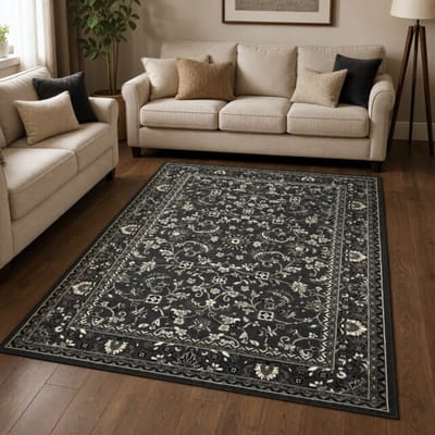 Nain Klassiek Vintage Oosters Vloerkleed Medaillon Grijs- 80x150 CM