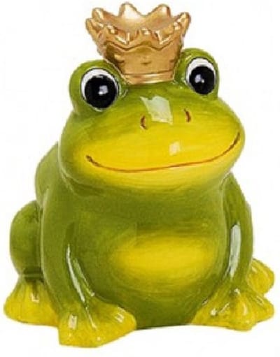 Spaarpot kikker met kroontje - groen - 14 cm - Kikkers dieren cadeau - spaarpotten