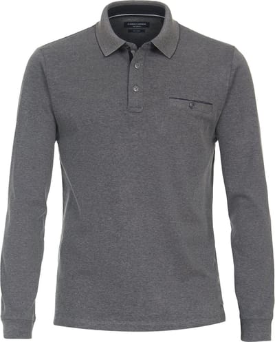 Casa Moda Polo Long Sleeves Grijs - Maat S - Heren - Longsleeve polo